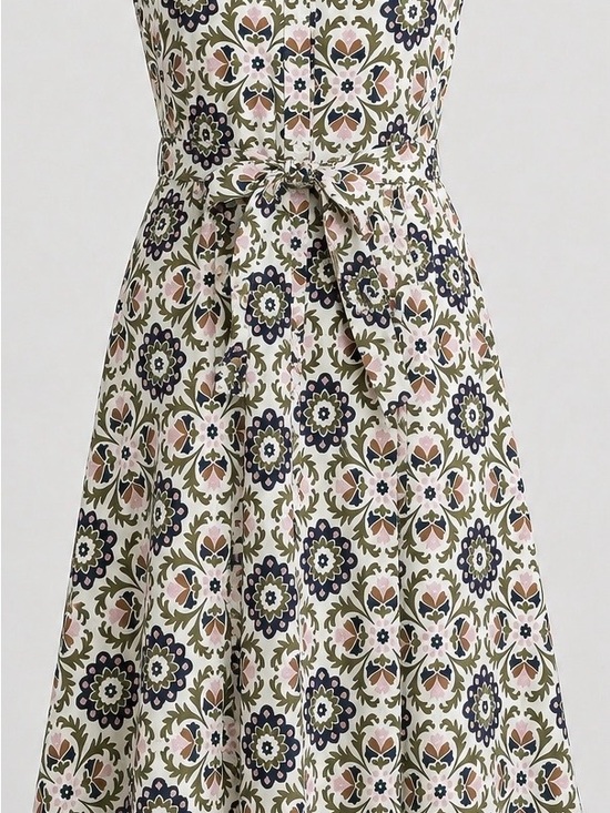 Boden Dresses & Skirts - Boden Amy Dress 10R Mayfly Mosaic Bloom Cotton Belted Midi Pockets